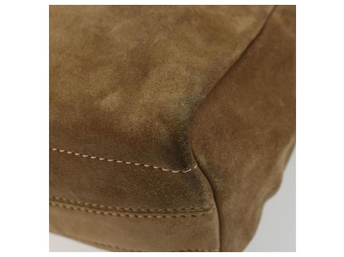 LOEWE Borsa a Spalla Anagram Suede Oro Beige Auth 178167 D'oro - vista 15