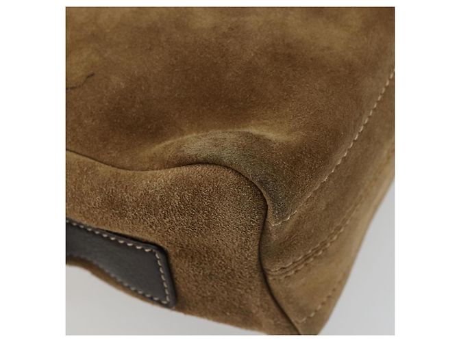 LOEWE Borsa a Spalla Anagram Suede Oro Beige Auth 178167 D'oro - vista 16