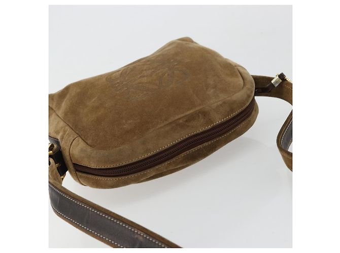 LOEWE Borsa a Spalla Anagram Suede Oro Beige Auth 178167 D'oro - vista 6