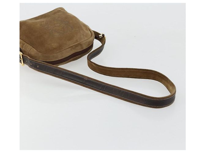 LOEWE Borsa a Spalla Anagram Suede Oro Beige Auth 178167 D'oro - vista 7