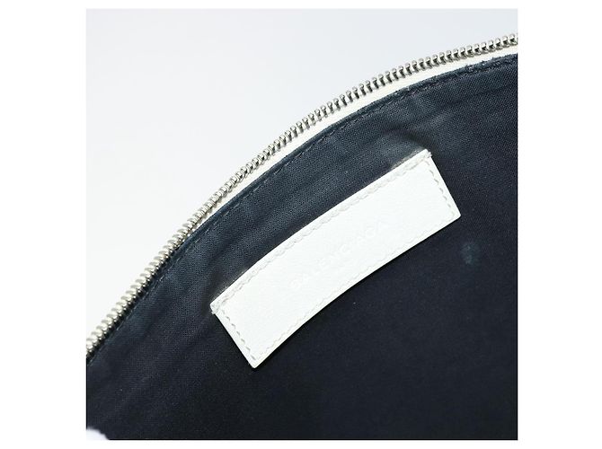 Clutch BAG BALENCIAGA in pelle bianca e argento 485110 Auth BA12446 Bianco - vista 10