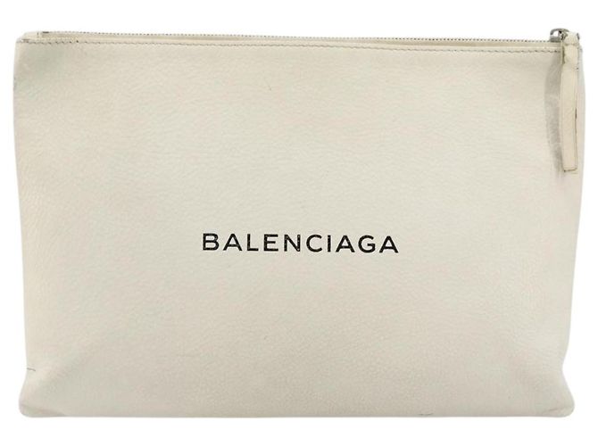 Clutch BAG BALENCIAGA in pelle bianca e argento 485110 Auth BA12446 Bianco - vista 13