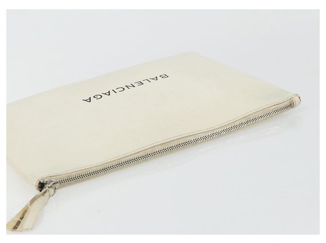Clutch BAG BALENCIAGA in pelle bianca e argento 485110 Auth BA12446 Bianco - vista 5