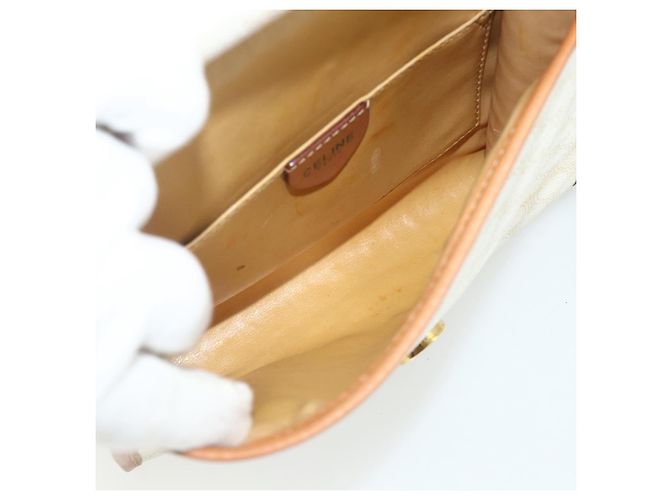 Céline Borsa a spalla in tela Macadam CELINE in pelle PVC bianca e oro Auth 177197 Bianco D'oro - vista 11