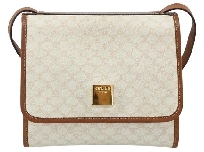 Céline Borsa a spalla in tela Macadam CELINE in pelle PVC bianca e oro Auth 177197 Bianco D'oro - vista 13