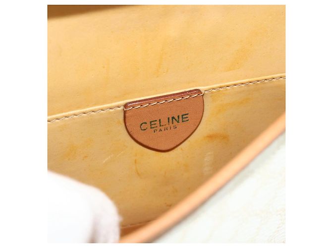 Céline Borsa a spalla in tela Macadam CELINE in pelle PVC bianca e oro Auth 177197 Bianco D'oro - vista 17