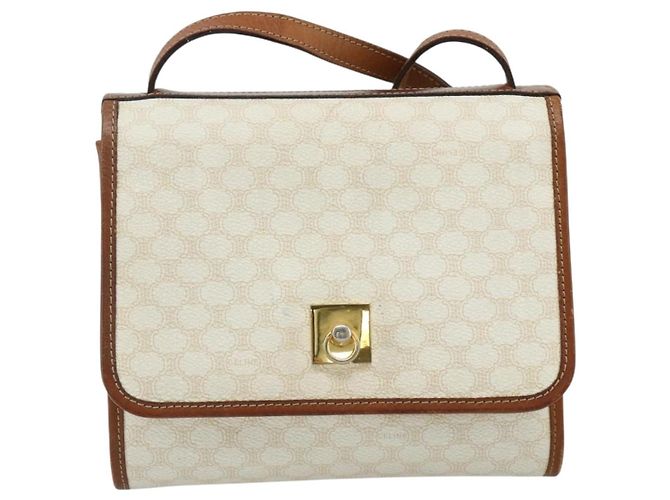 Céline Borsa a spalla in tela Macadam CELINE in pelle PVC bianca e oro Auth 177197 Bianco D'oro - vista 2