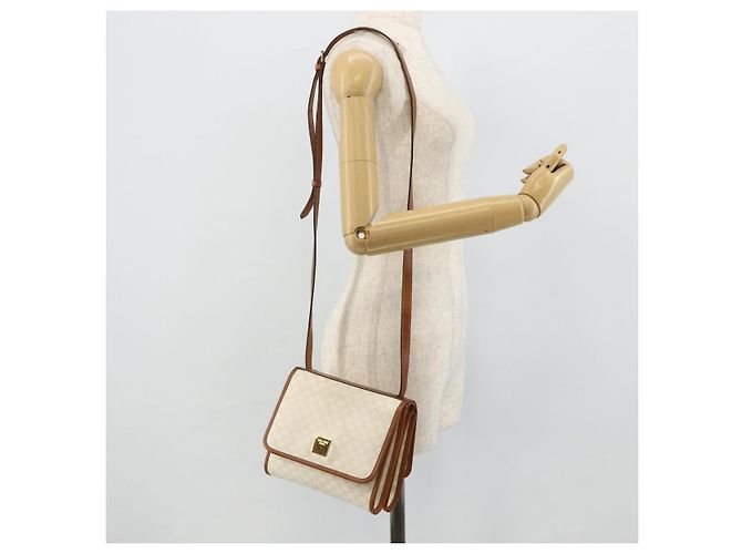 Céline Borsa a spalla in tela Macadam CELINE in pelle PVC bianca e oro Auth 177197 Bianco D'oro - vista 22