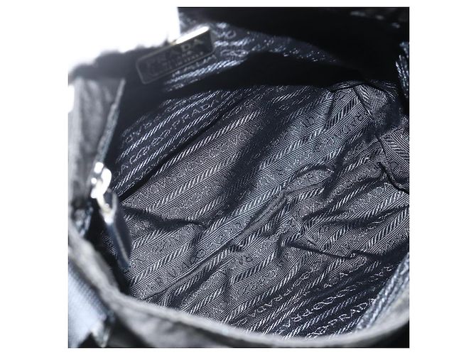 PRADA Schultertasche Nylon Schwarz Silber Authentisch 176211 - Ansicht 10