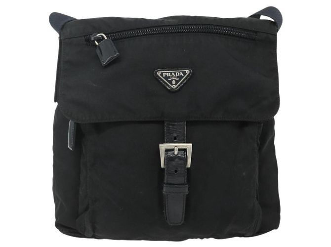 PRADA Schultertasche Nylon Schwarz Silber Authentisch 176211 - Ansicht 13