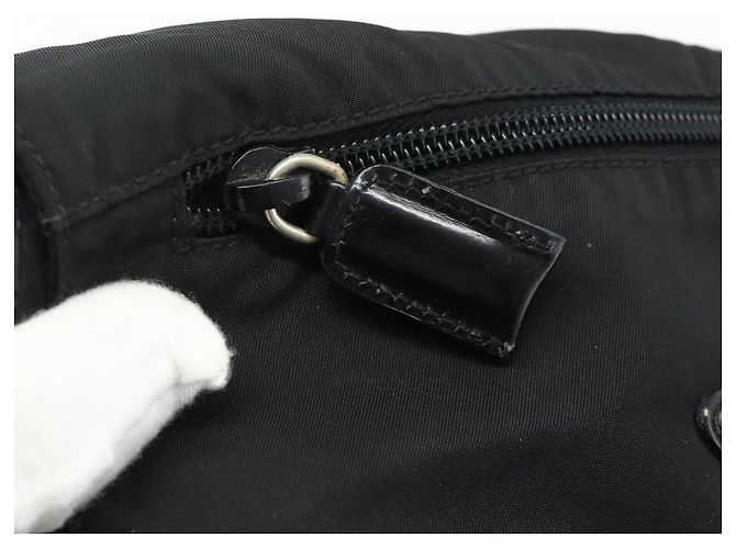 PRADA Schultertasche Nylon Schwarz Silber Authentisch 176211 - Ansicht 20
