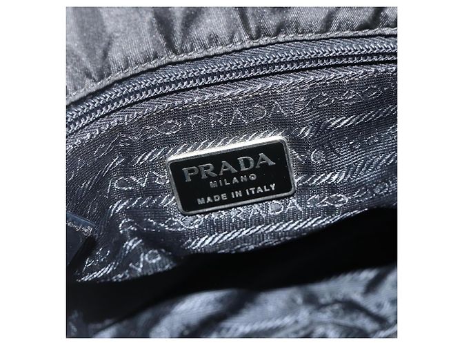 PRADA Schultertasche Nylon Schwarz Silber Authentisch 176211 - Ansicht 22