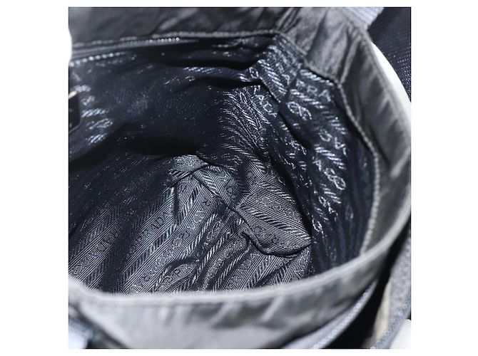 PRADA Schultertasche Nylon Schwarz Silber Authentisch 176211 - Ansicht 23