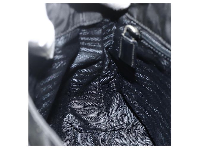PRADA Schultertasche Nylon Schwarz Silber Authentisch 176211 - Ansicht 24