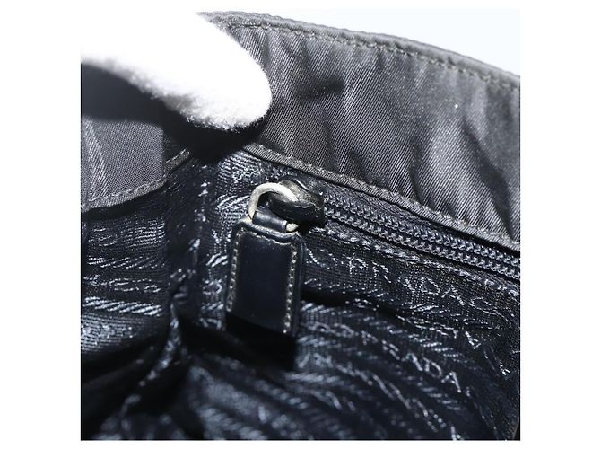 PRADA Schultertasche Nylon Schwarz Silber Authentisch 176211 - Ansicht 25