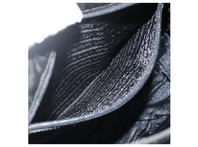 PRADA Schultertasche Nylon Schwarz Silber Authentisch 176211 - Ansicht 26