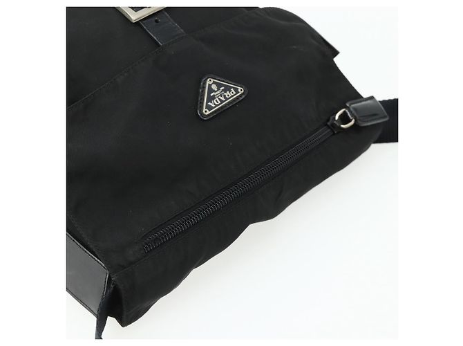 PRADA Schultertasche Nylon Schwarz Silber Authentisch 176211 - Ansicht 6