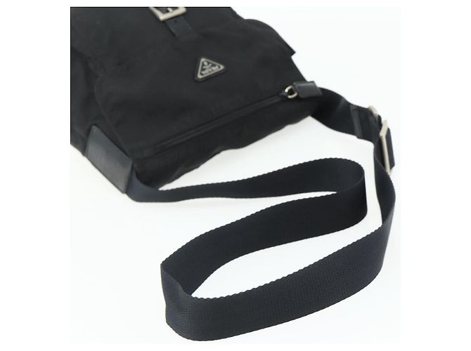 PRADA Schultertasche Nylon Schwarz Silber Authentisch 176211 - Ansicht 7