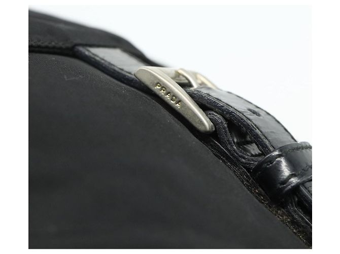 PRADA Schultertasche Nylon Schwarz Silber Authentisch 176211 - Ansicht 9