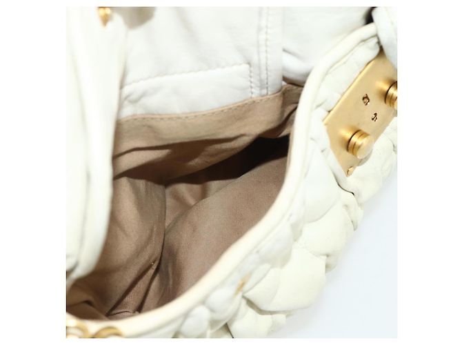 Borsa a Spalla Miu Miu Matelassé in Pelle Bianca e Oro Auth 178993 Bianco D'oro - vista 24