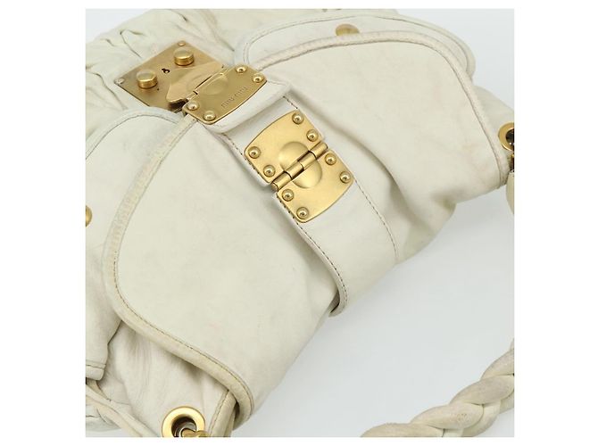 Borsa a Spalla Miu Miu Matelassé in Pelle Bianca e Oro Auth 178993 Bianco D'oro - vista 6