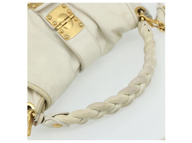 Borsa a Spalla Miu Miu Matelassé in Pelle Bianca e Oro Auth 178993 Bianco D'oro - vista 7