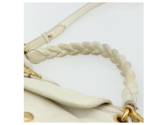 Borsa a Spalla Miu Miu Matelassé in Pelle Bianca e Oro Auth 178993 Bianco D'oro - vista 8