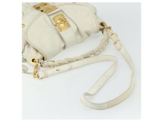 Borsa a Spalla Miu Miu Matelassé in Pelle Bianca e Oro Auth 178993 Bianco D'oro - vista 9