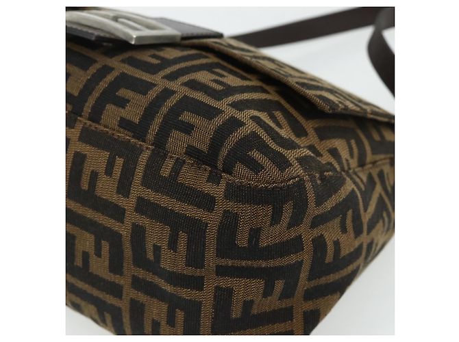 FENDI Zucca Canvas Mamma Baguette Schultertasche Schwarz Braun Auth 179060V - Ansicht 14