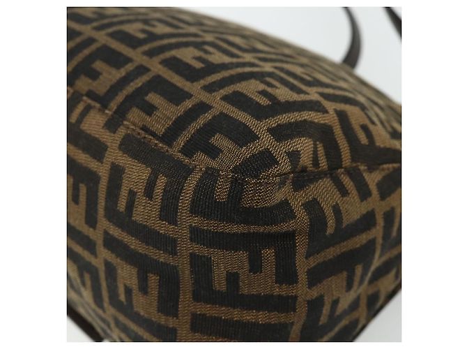 FENDI Zucca Canvas Mamma Baguette Schultertasche Schwarz Braun Auth 179060V - Ansicht 16
