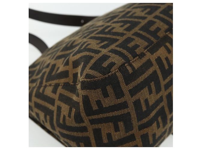 FENDI Zucca Canvas Mamma Baguette Schultertasche Schwarz Braun Auth 179060V - Ansicht 17