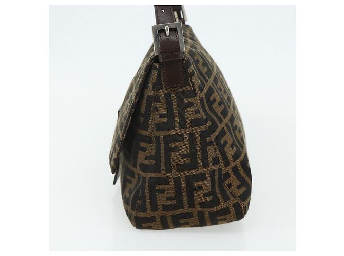 FENDI Zucca Canvas Mamma Baguette Schultertasche Schwarz Braun Auth 179060V - Ansicht 4