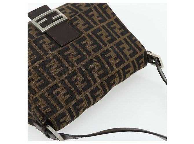 FENDI Zucca Canvas Mamma Baguette Schultertasche Schwarz Braun Auth 179060V - Ansicht 6