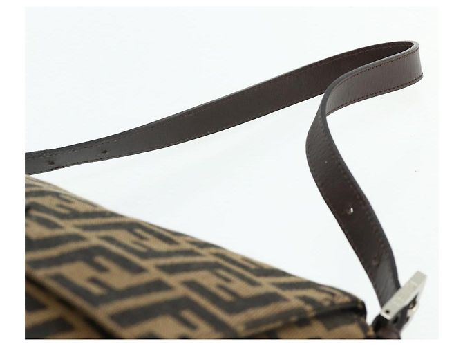 FENDI Zucca Canvas Mamma Baguette Schultertasche Schwarz Braun Auth 179060V - Ansicht 8