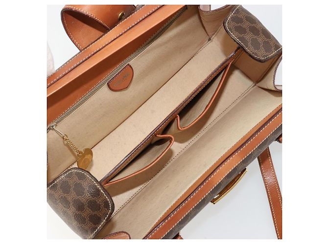 Céline Borsa a mano in tela Macadam CELINE in pelle PVC marrone oro Auth 178576A D'oro - vista 10