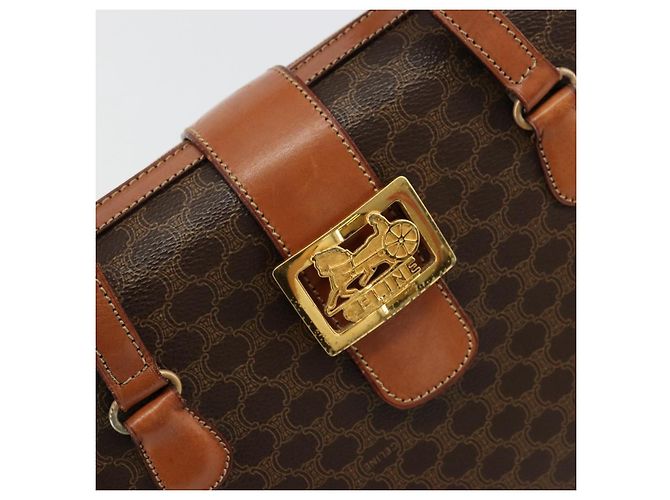 Céline Borsa a mano in tela Macadam CELINE in pelle PVC marrone oro Auth 178576A D'oro - vista 18