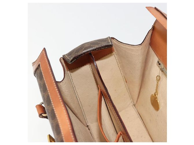 Céline Borsa a mano in tela Macadam CELINE in pelle PVC marrone oro Auth 178576A D'oro - vista 21