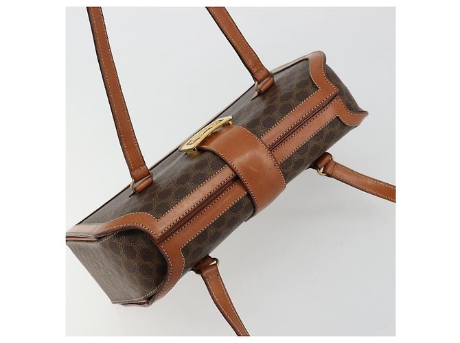 Céline Borsa a mano in tela Macadam CELINE in pelle PVC marrone oro Auth 178576A D'oro - vista 6
