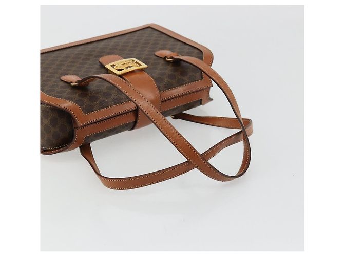 Céline Borsa a mano in tela Macadam CELINE in pelle PVC marrone oro Auth 178576A D'oro - vista 7