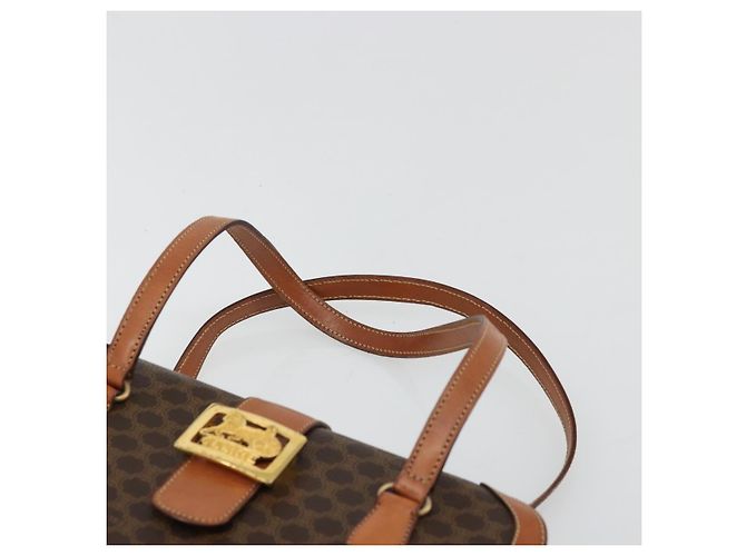 Céline Borsa a mano in tela Macadam CELINE in pelle PVC marrone oro Auth 178576A D'oro - vista 8