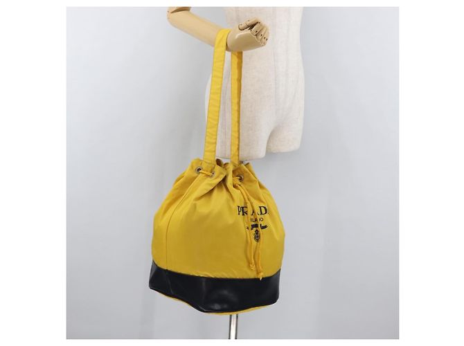 Borsa a Spalla PRADA in Nylon Giallo Argento Autentica bs34799A - vista 27