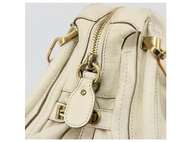 Chloé Borsa a mano Chloe Paraty in pelle bianca e oro Auth 177544 Bianco D'oro - vista 17