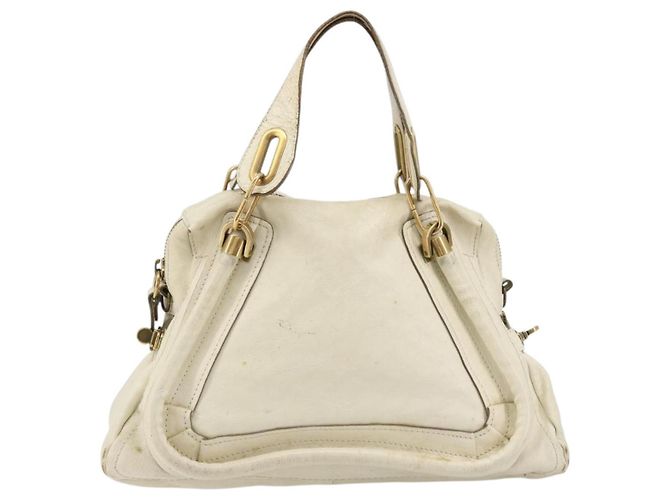 Chloé Borsa a mano Chloe Paraty in pelle bianca e oro Auth 177544 Bianco D'oro - vista 2