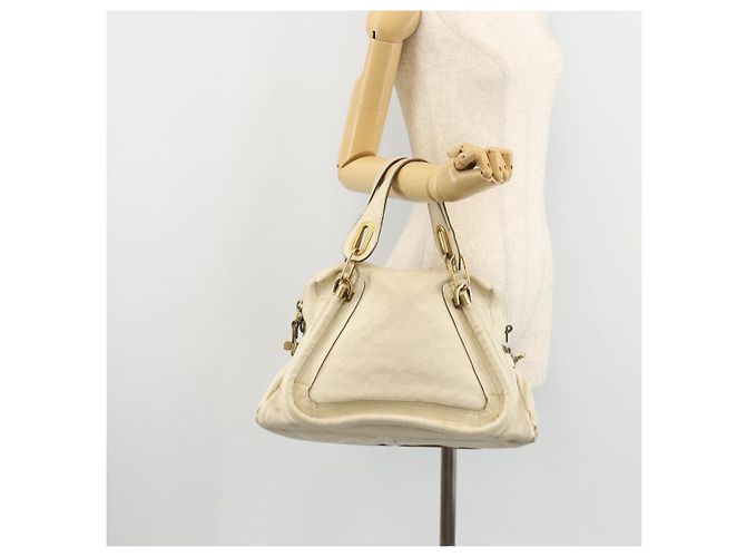 Chloé Borsa a mano Chloe Paraty in pelle bianca e oro Auth 177544 Bianco D'oro - vista 25