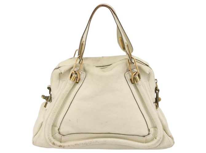 Chloé Borsa a mano Chloe Paraty in pelle bianca e oro Auth 177544 Bianco D'oro - vista 3