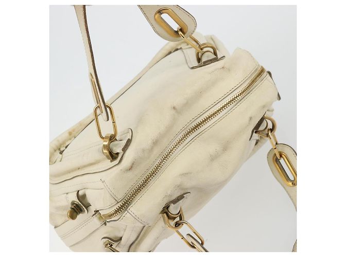 Chloé Borsa a mano Chloe Paraty in pelle bianca e oro Auth 177544 Bianco D'oro - vista 6