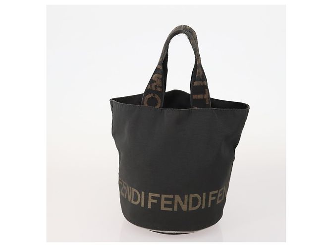 Chloé Borsa a spalla Chloe Fendi Etro in PVC nylon 3 pezzi Nero Marrone Auth 175940 - vista 3