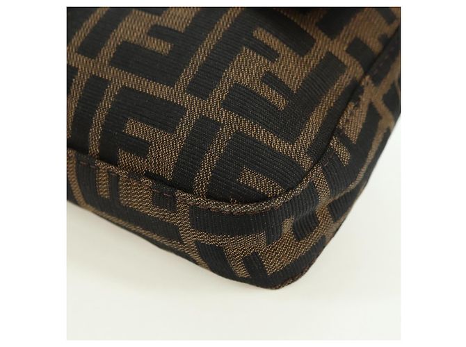 Borsa a spalla Mamma Baguette in tela Zucca FENDI nera e marrone Auth 177212SAV Nero - vista 16