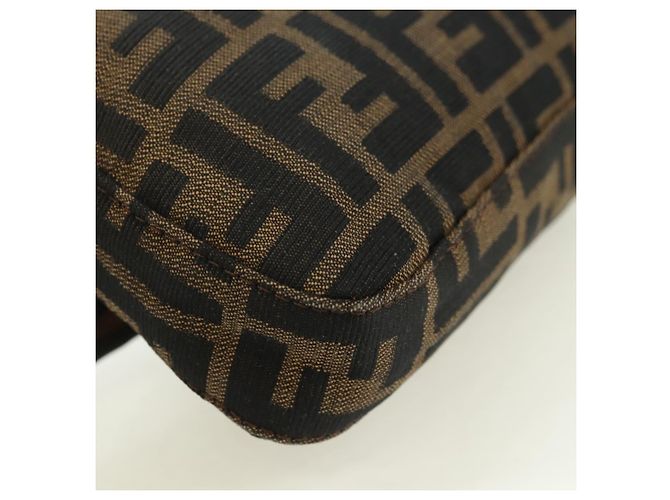 Borsa a spalla Mamma Baguette in tela Zucca FENDI nera e marrone Auth 177212SAV Nero - vista 17