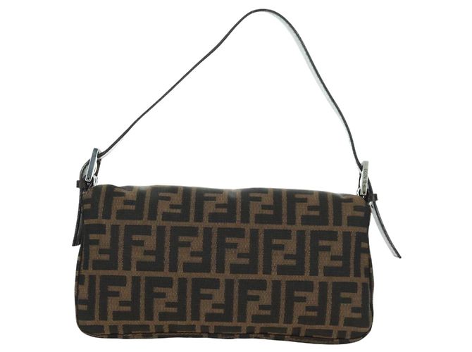 Borsa a spalla Mamma Baguette in tela Zucca FENDI nera e marrone Auth 177212SAV Nero - vista 2